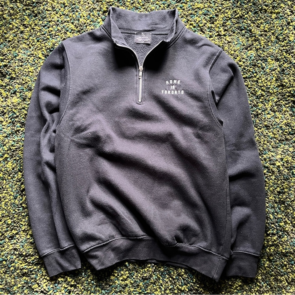 Peace Collective Home is Toronto 1/4 Zip Black Pullover (S)
